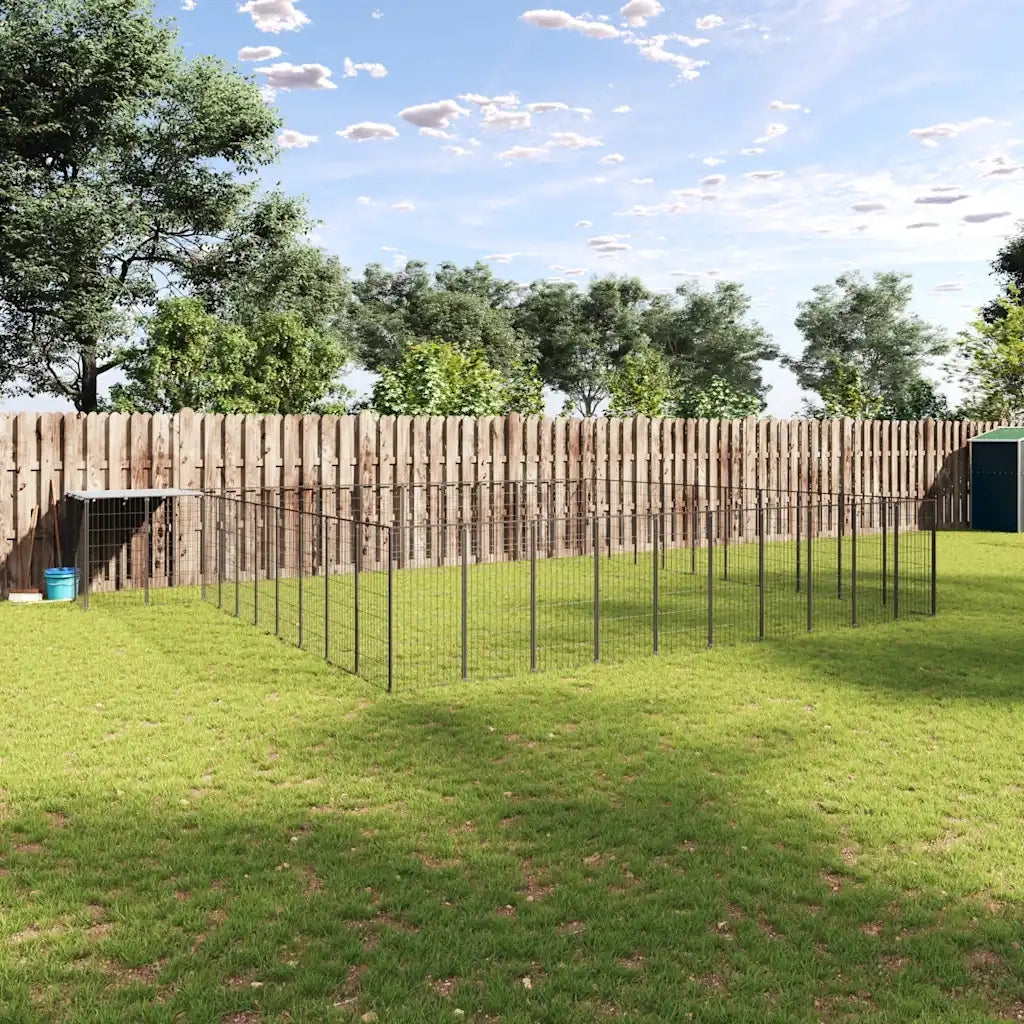 Gabbia per Cani Nera 31,46 m² in Acciaio 3082241