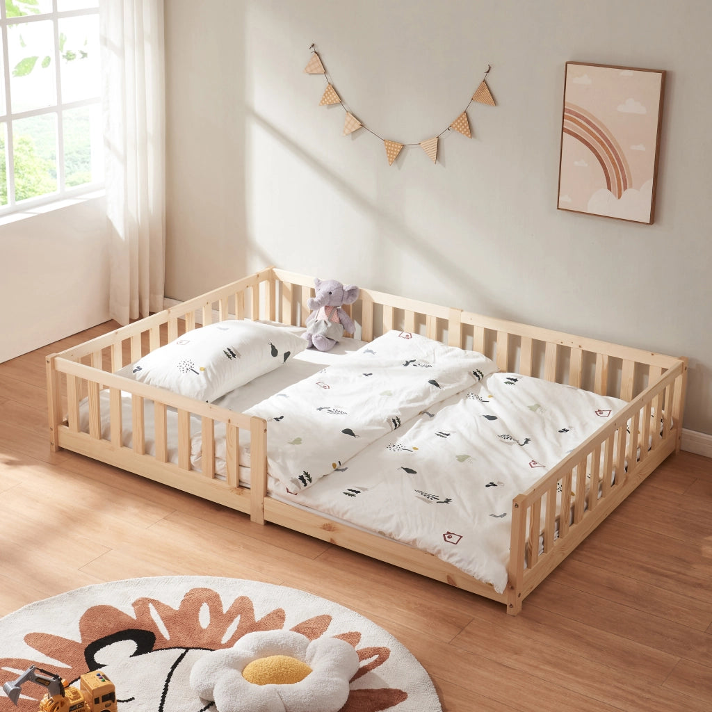 Letto Montessori per Cameretta Tanna in Legno di Pino 140 x 200 cm - Naturale [en.casa]