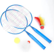 Trade Shop - Set Racchetta Badminton Palla Leghe Nylon Per Bambini Giocattoli All'aperto Blu -