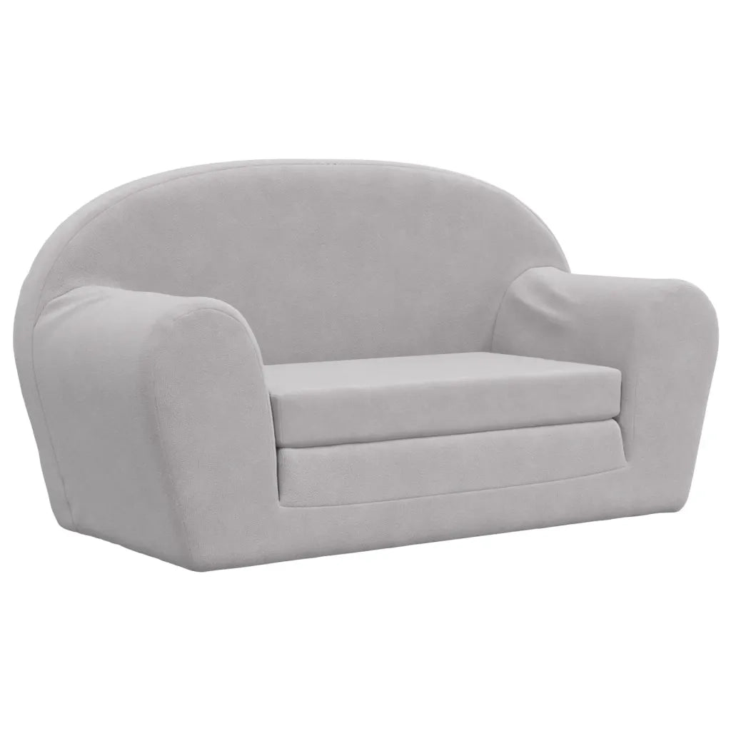 Divano letto | Sof¨¤ letto | Letto singolo Bambini a 2 Posti Grigio Chiaro in Morbido Peluche