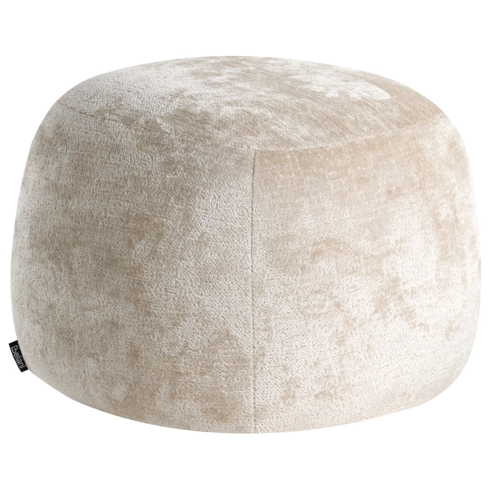 Pouf rotondo in ciniglia beige Pouf imbottito in stile glamour Mobili per soggiorno