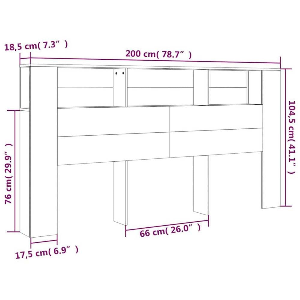Headboard With Shelves, White, 200x18.5x104.5 Cm