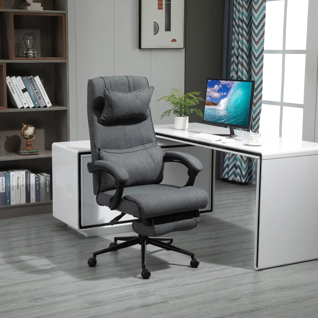 EasyComfort Sedia da Ufficio Ergonomica ad Altezza Regolabile con Braccioli e Poggiapiedi, 66x70x115-123 cm, Grigia
