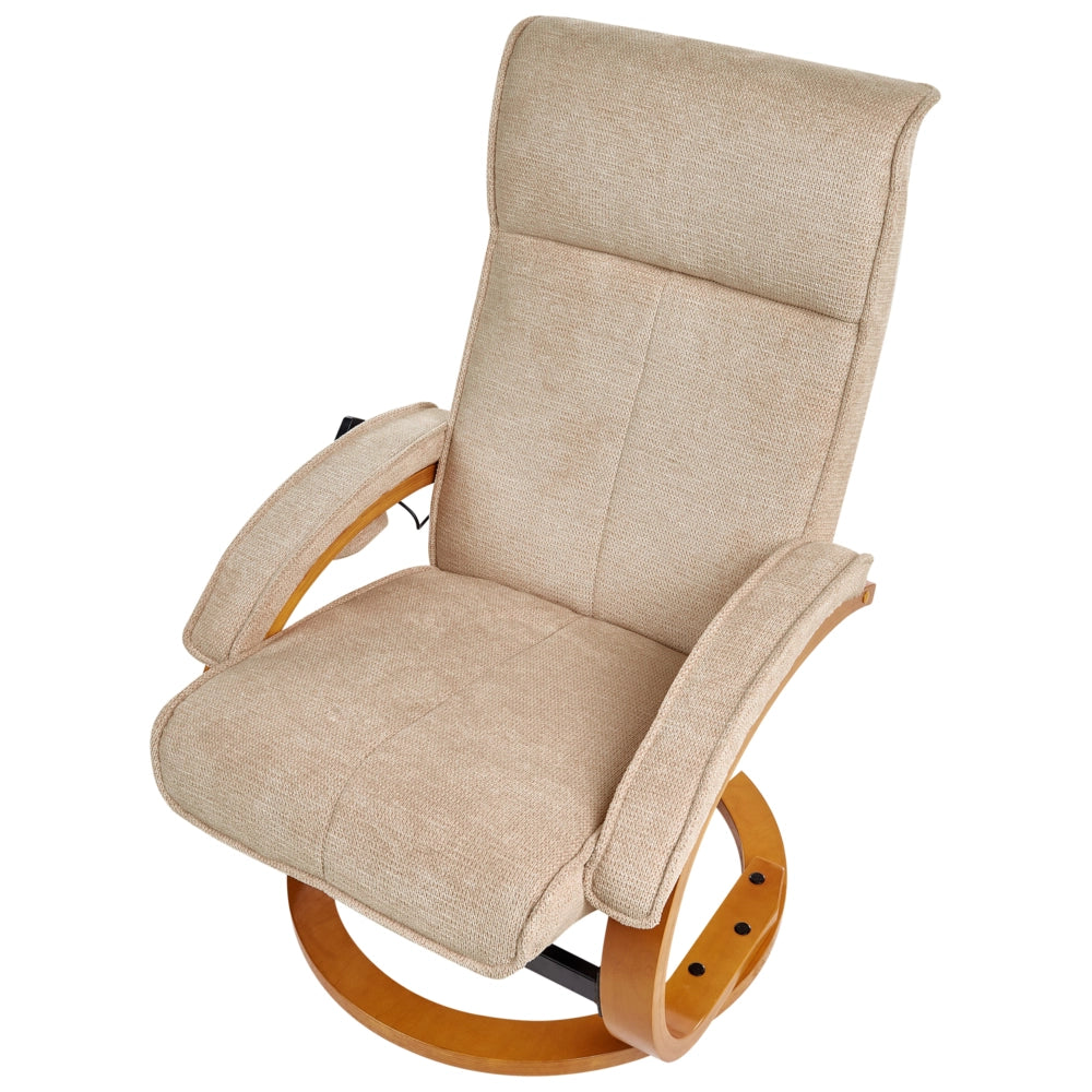 Poltrona reclinabile moderna in tessuto beige con poggiapiedi Riscaldamento massaggiante design retrò