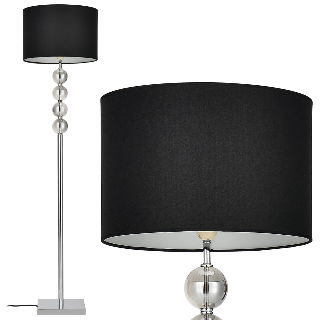 Lampada da Terra Alta 155 cm Lampada a Stelo con 4 Sfere Decorative Piantana con Paralume Cilindrico Nero - lux.pro