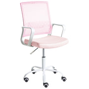 Sedia da ufficio in tessuto a rete rosa pastello imbottitura regolabile in altezza girevole da scrivania per computer per ufficio domestico