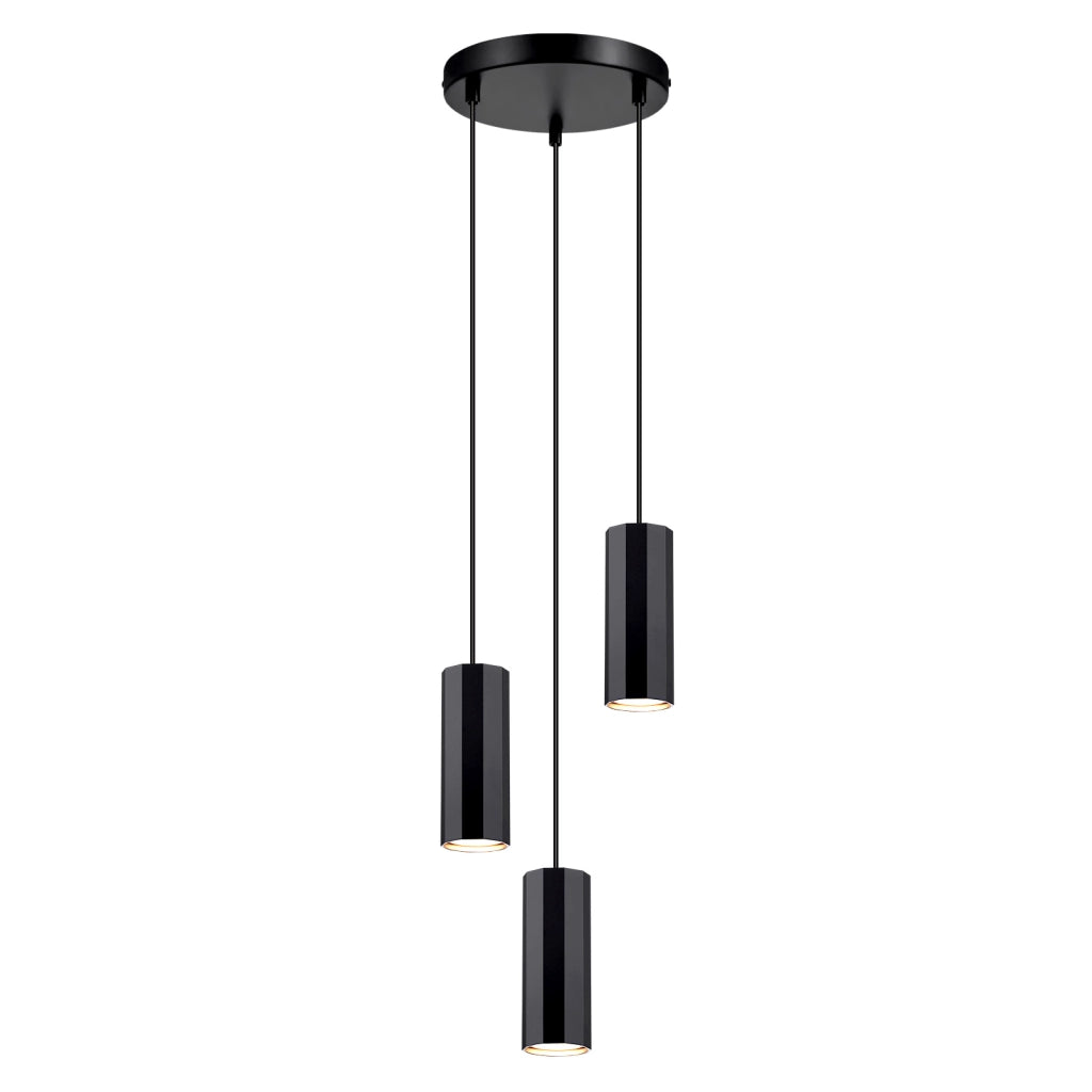 Lampada a sospensione ZMH metallo nero diametro 20 cm 3 attacchi GU10 stile industriale per sala da pranzo e soggiorno
