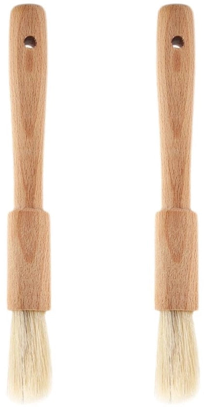Set di spazzole da cottura in legno da 2 pezzi - Spazzola di burro - Spazzola di olio - Spazzola da cucina - Manico rotondo/piatto