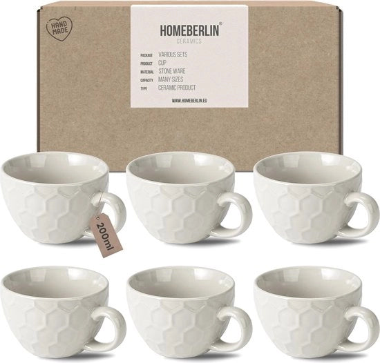 Set di 6 Cappuccinieri Artigianali in Ceramica di Alta Qualità – Design Moderno e Sostenibile