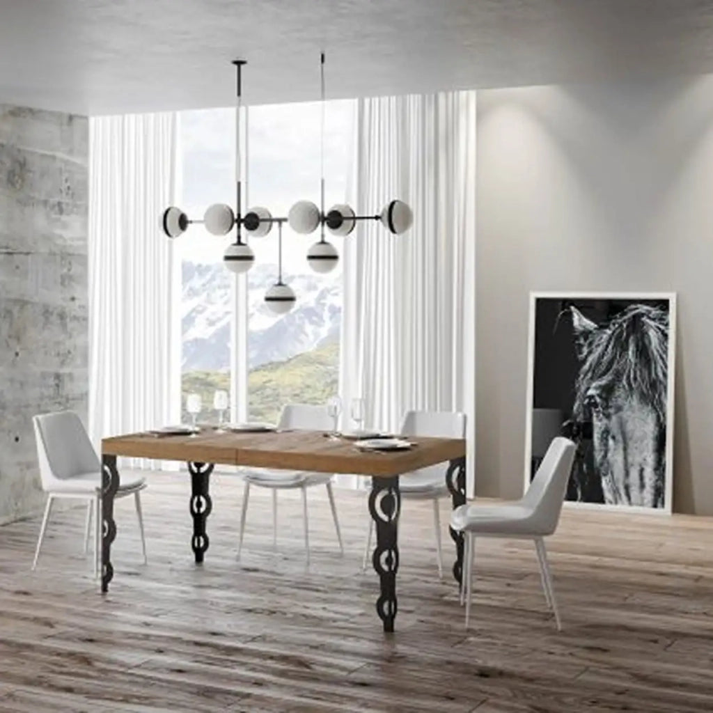 Tavolo allungabile 90/246x90 cm Karamay colore quercia natura gambe antracite