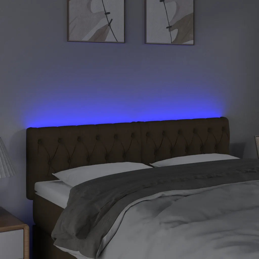 Testiera | Testata a LED Marrone Scuro 144x7x78/88 cm in Tessuto