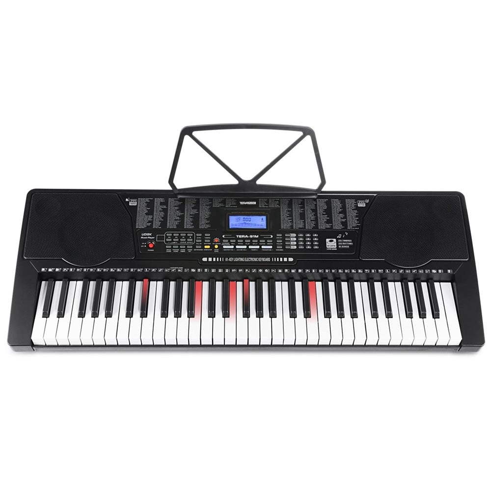 Tastiera Musicale Pianola Elettronica 61 Tasti Luminosi Pianoforte Attacco Aux