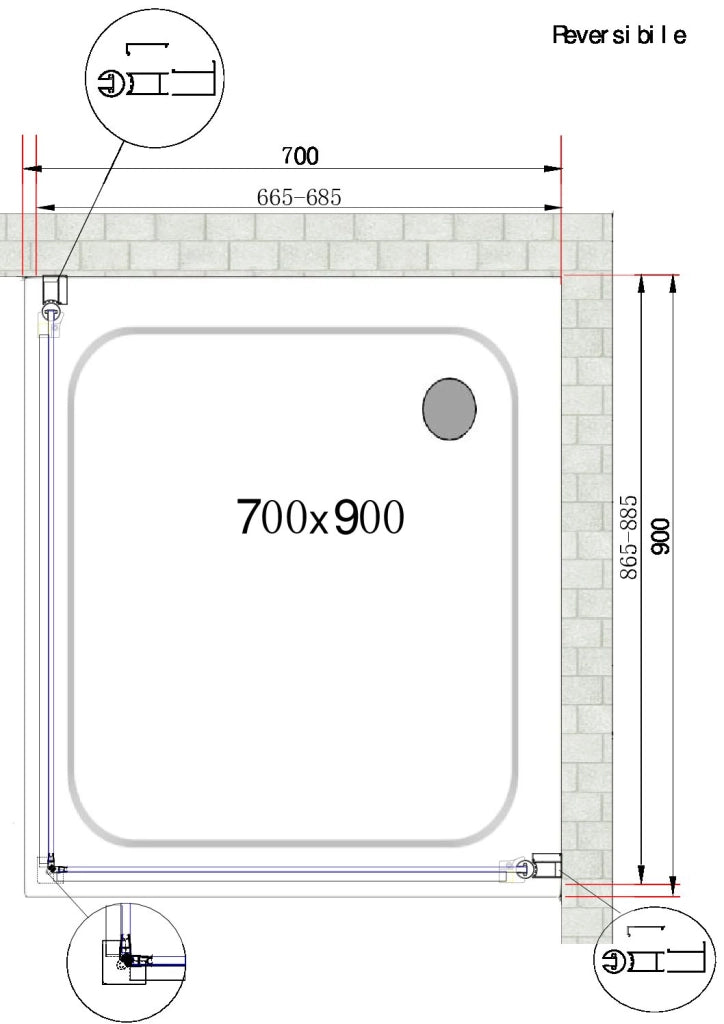 Box Doccia Doppio Battente Angolare Vetro Temperato 8 mm Easy-clean Reversibile 66,5-68,5 x 86,5-88,5 H 200 cm