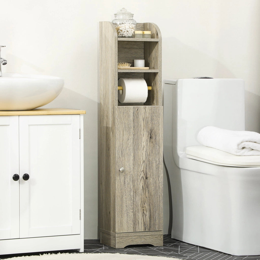 Mobile a Colonna per Bagno 23x18x100 cm in Truciolato Grigio