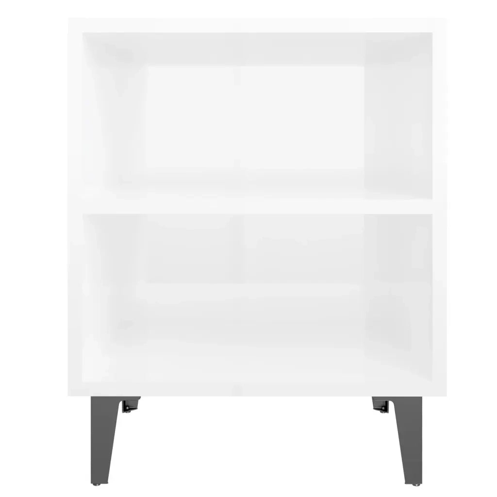Set di 2 Comodini | Armadio da Notte | Mobiletto da notte con Gambe in Metallo Bianco Lucido 40x30x50 cm