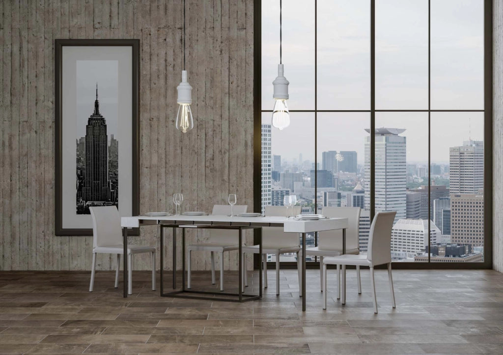 Consolle Allungabile 90-300x40x77 cm in Nobilitato Bianco