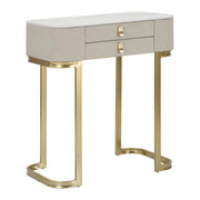Console Beauty 2 cassetti in legno crema con gambe dorate