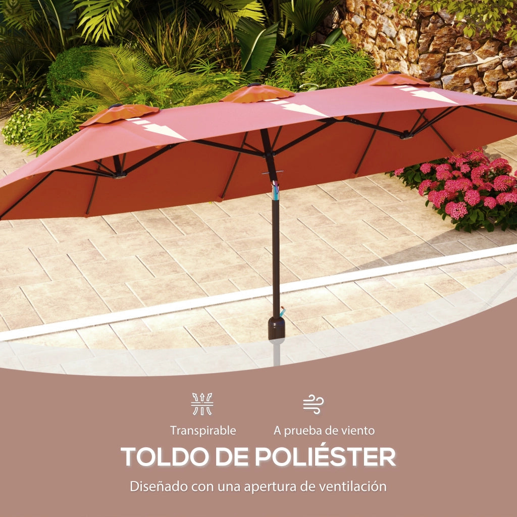 Ombrellone da Giardino Doppio ¨C zephmum ¨C Rosso 295x152x222 cm