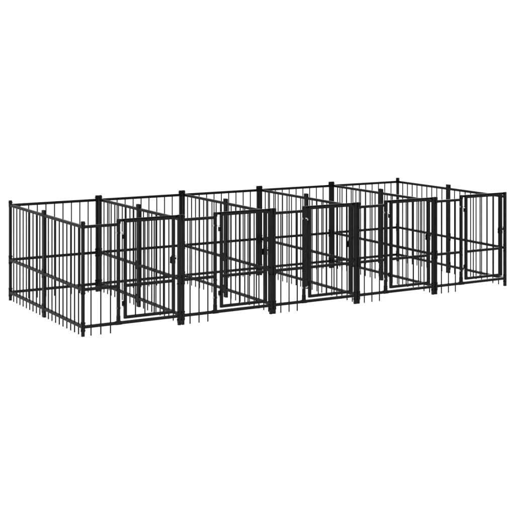 Gabbia per cuccia recinto per animali da esterno per cani in acciaio 9,38 m² nero 02_0041889