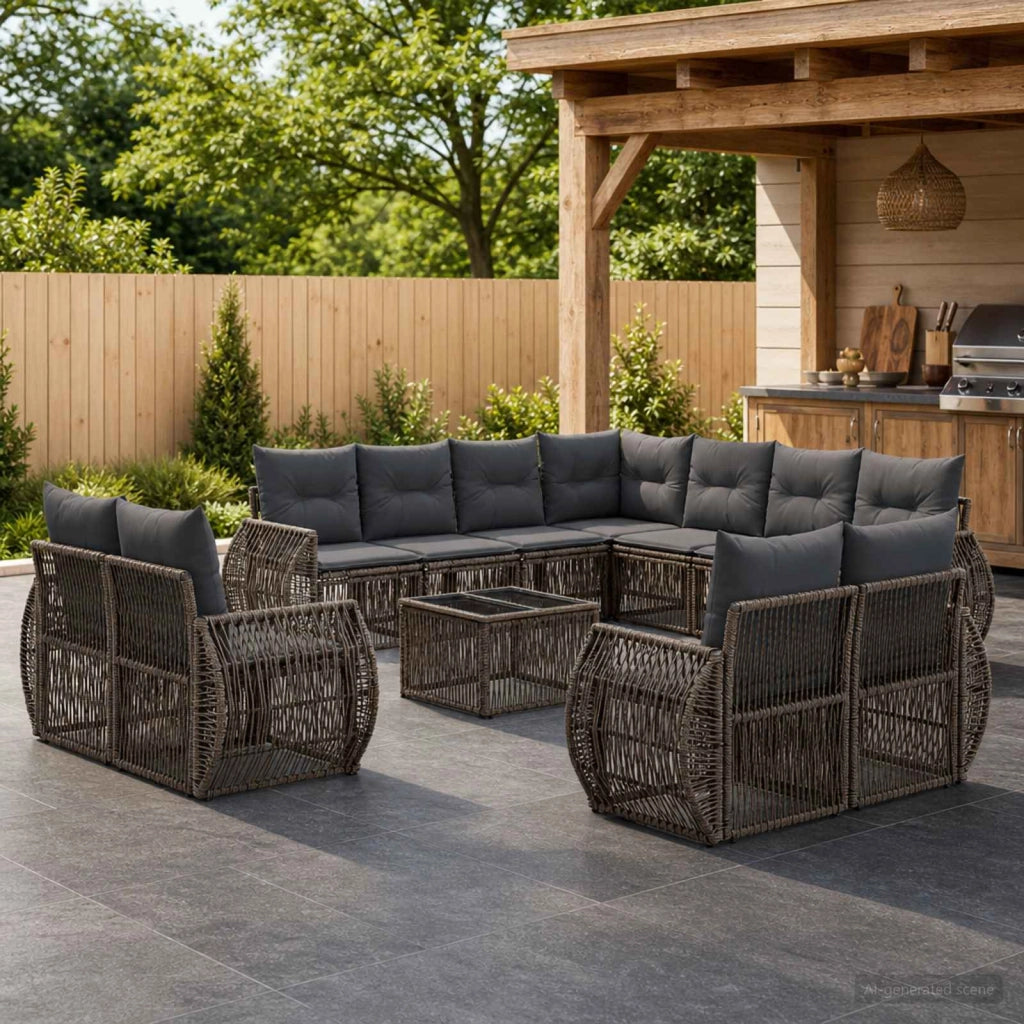 Set Divano da Giardino 12 pz Grigio e Grigio Scuro polyrattan 3435590