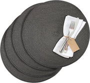 Piatto da tavola antracite, set 4 pezzi, lavabile, sintetico, 38 cm