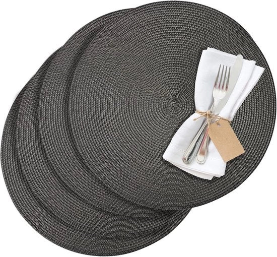 Piatto da tavola antracite, set 4 pezzi, lavabile, sintetico, 38 cm