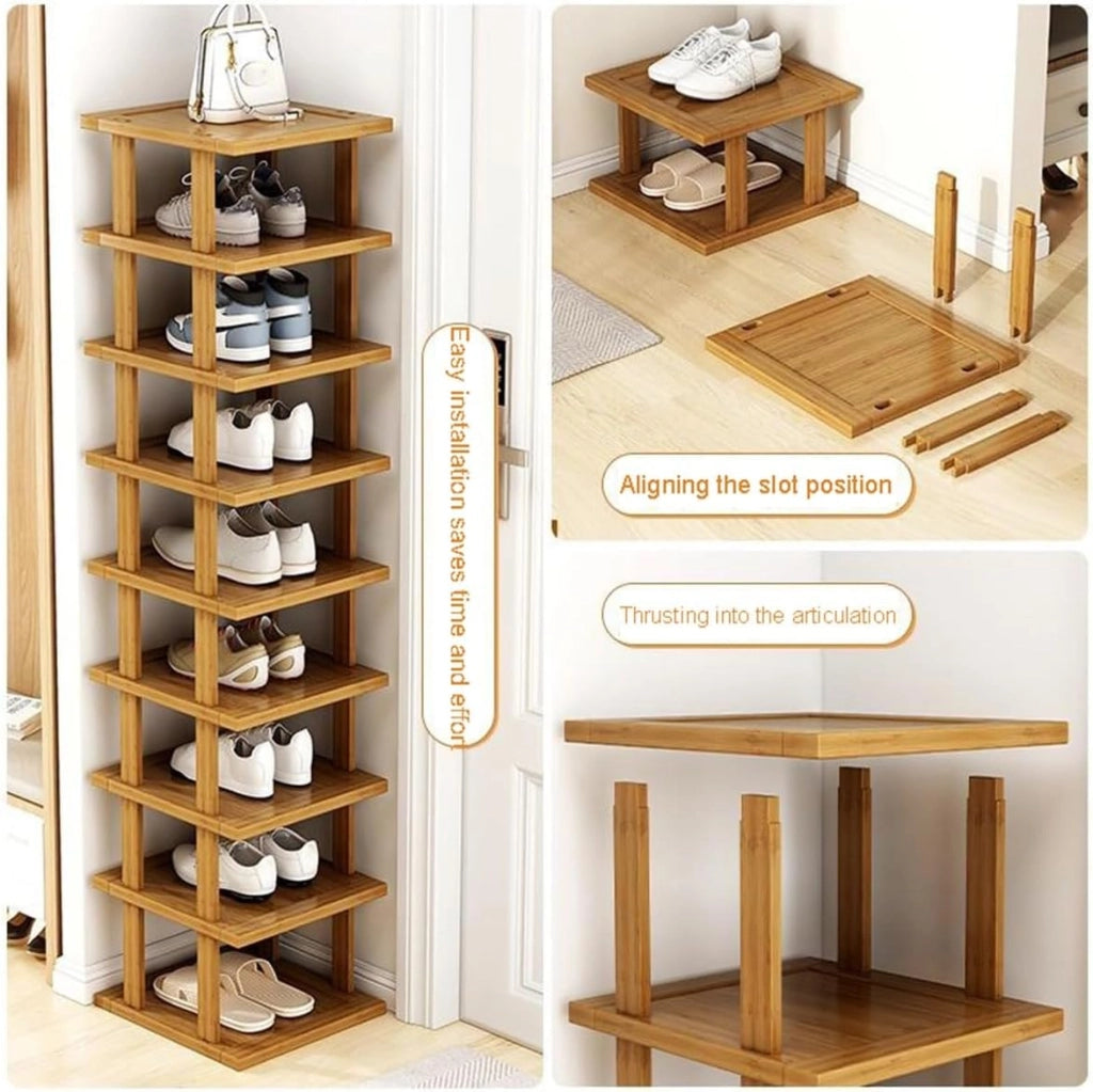 scarpiera Scarpiera in bambù, scarpiera per spazi ristretti, ripiani per scarpe verticali, organizer per scarpe impilabile, per corridoio, camera da letto, ingresso, guardaroba, volume elevato, f