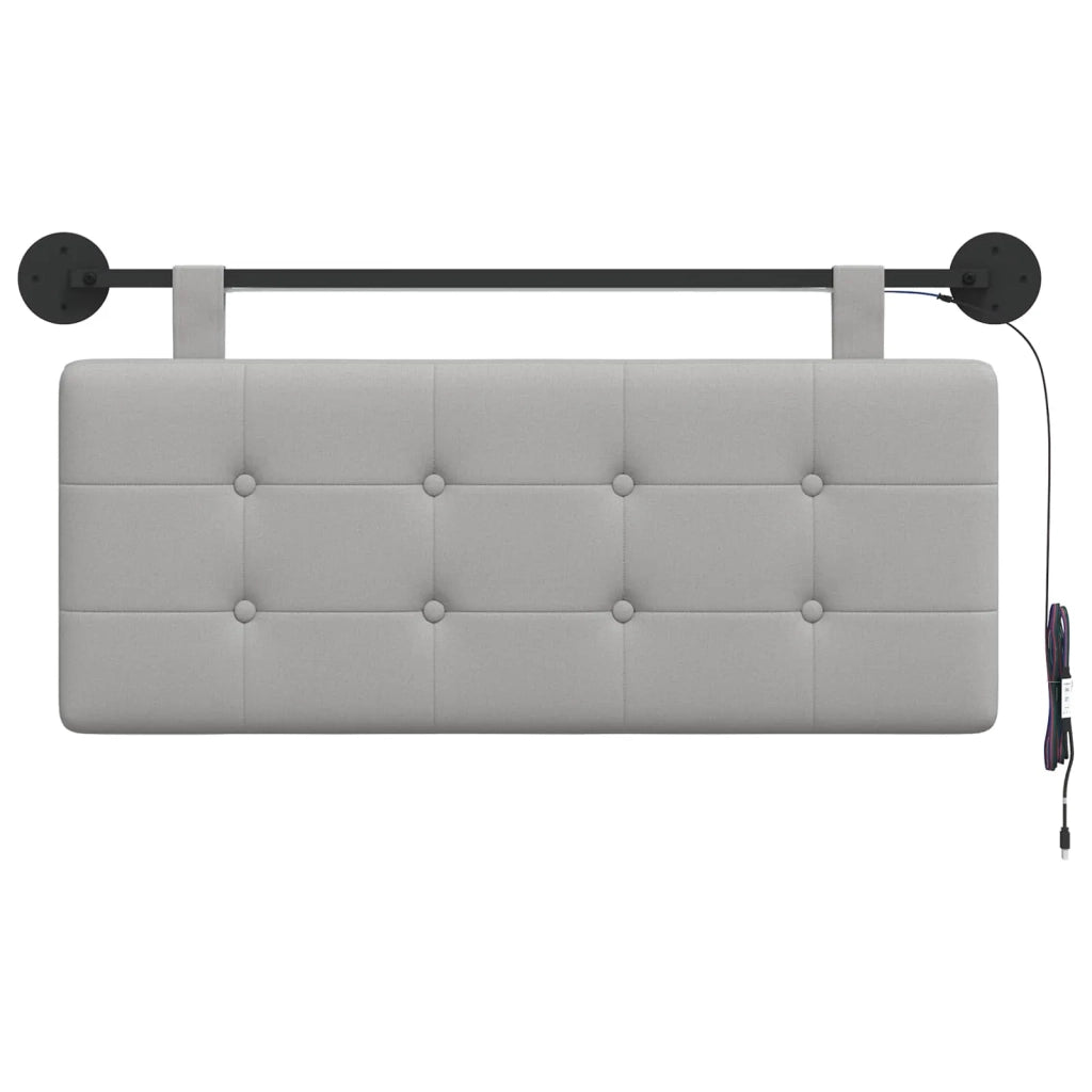 Testiera sospesa Con luce LED Grigio Nuvola Tessuto