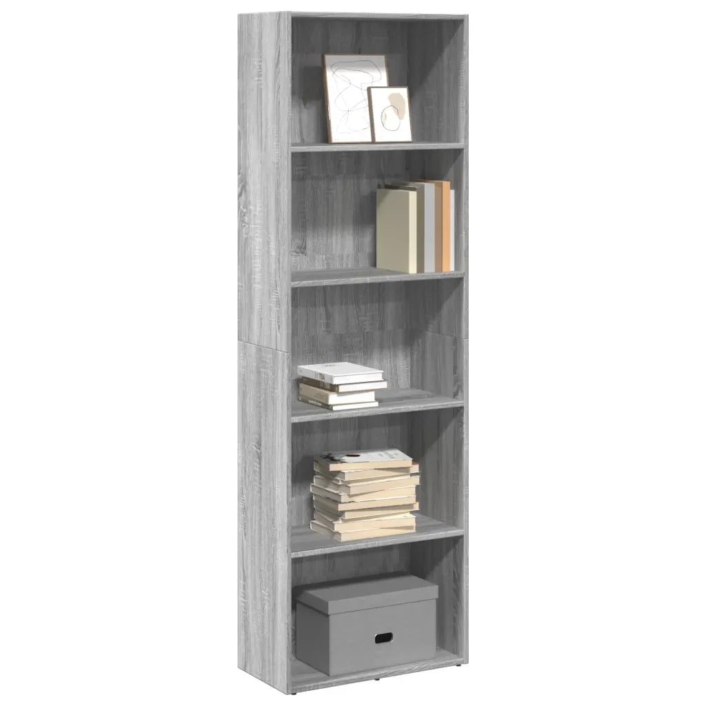 Libreria-Scaffale per Libri-Mobile di Stoccaggio Grigio Sonoma 60x30x189 cm in Legno Multistrato