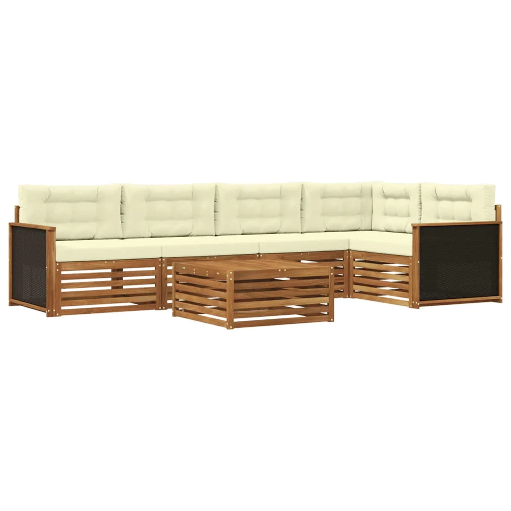 Set di divani da esterno 6 pcs Naturale e Crema 79 x 79 x 37 cm