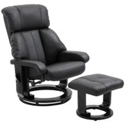 Poltrona Relax Reclinabile e Massaggiante con Pouf Poggiapiedi e Telecomando, 76x80x102 cm Nero