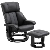 Poltrona Relax Reclinabile e Massaggiante con Pouf Poggiapiedi e Telecomando, 76x80x102 cm Nero