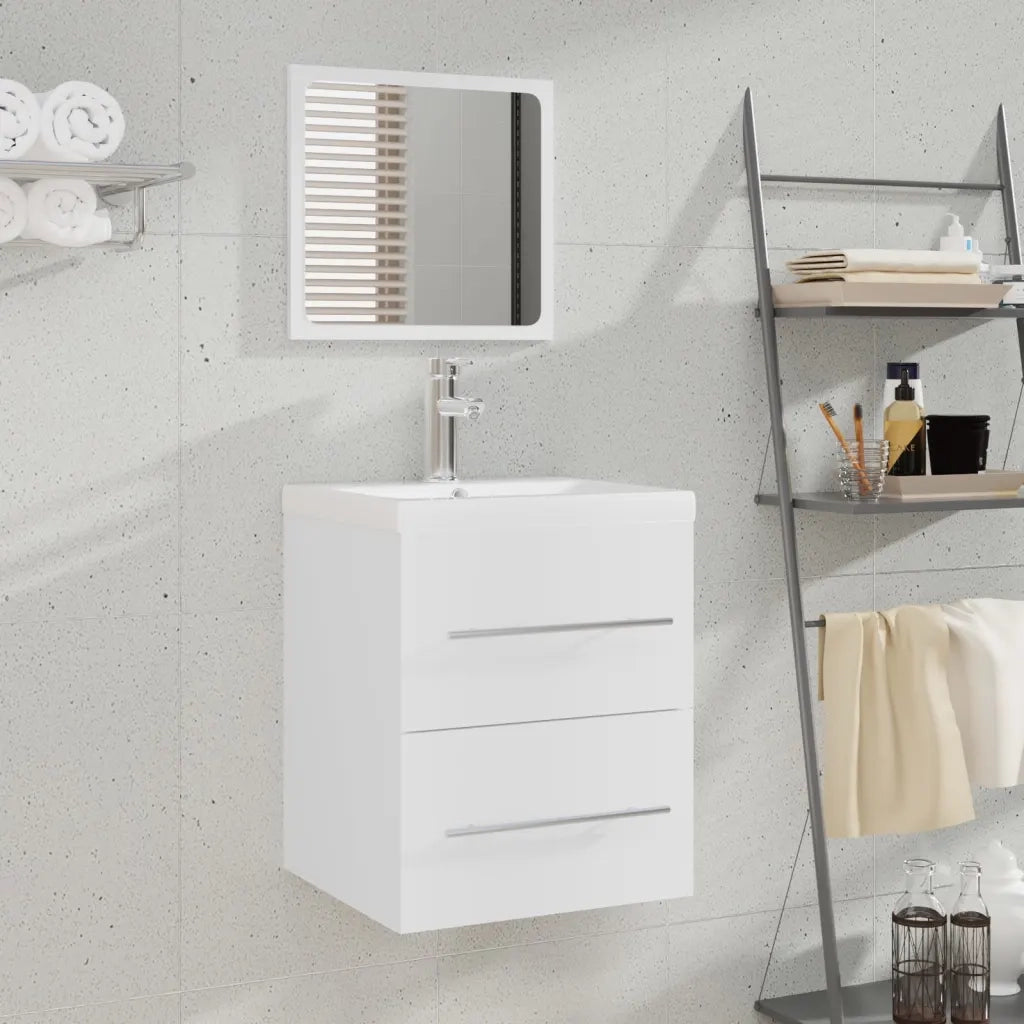 Mobile Bagno con Lavabo | Armadio Lavabo Integrato Bianco in Legno Multistrato