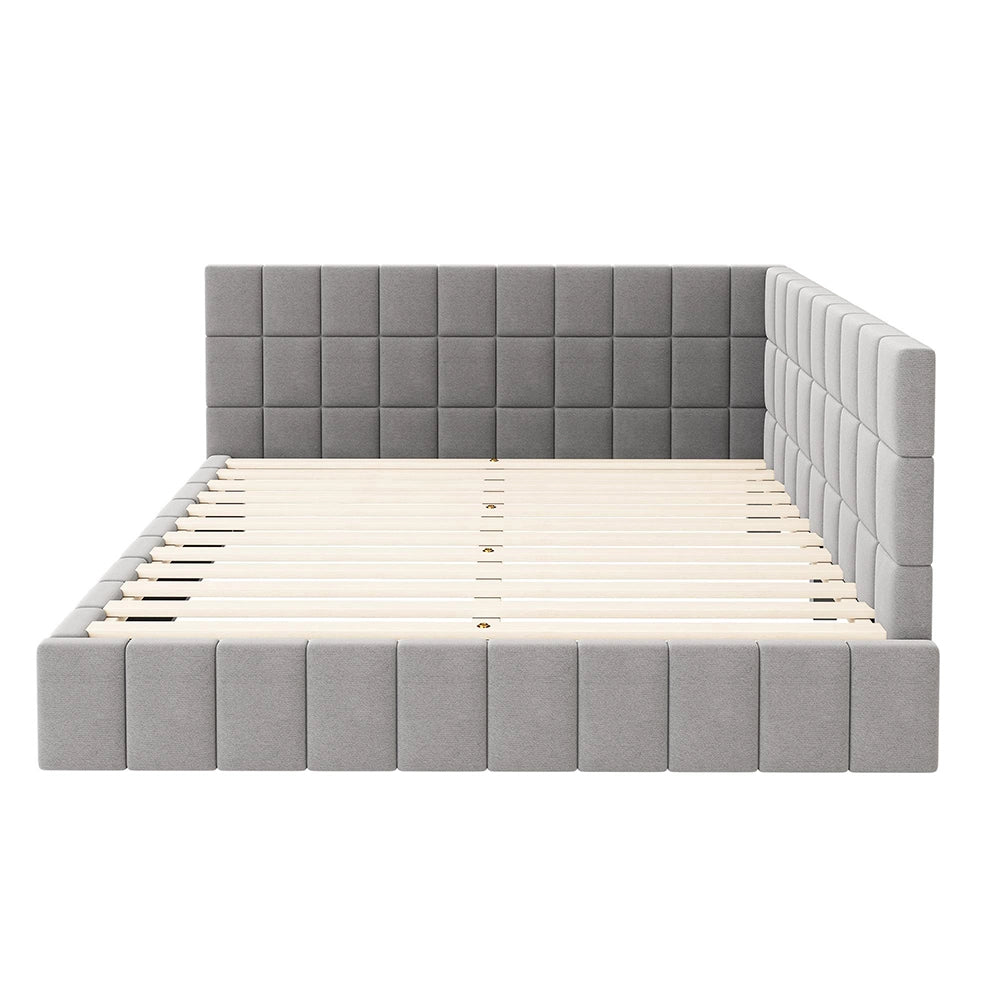 Divano letto - Xylo - 160x200 cm velluto morbido grigio
