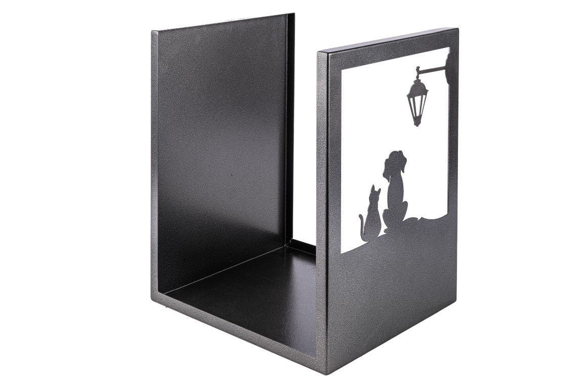 Portalegna per Camino in Ferro Verniciato 40,5x35,5x50cm Grigio Martellato