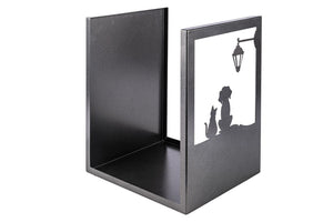 Portalegna per Camino in Ferro Verniciato 40,5x35,5x50cm Grigio Martellato