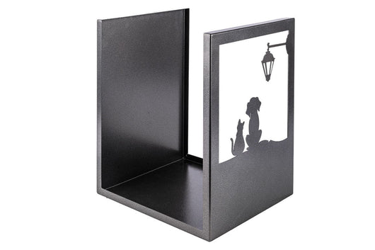 Portalegna per Camino in Ferro Verniciato 40,5x35,5x50cm Grigio Martellato