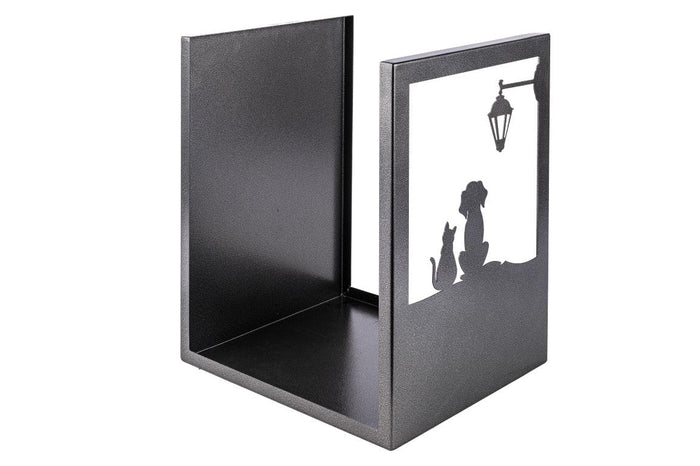 Portalegna per Camino in Ferro Verniciato 40,5x35,5x50cm Grigio Martellato