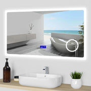 Aica Specchio da bagno bluetooth 140x80cm con antiappannamento + dimmerabile + 3 colori + ingrandimento 3X