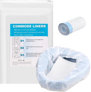 Commodevoeringi con cuscini assorbenti - Composti per commode - Cuscini - Qualità medica - Polietilene di alta densità - 20 sacchetti + 20 cuscini - 52,8 cm x 40 cm - Coprivaso per vasca