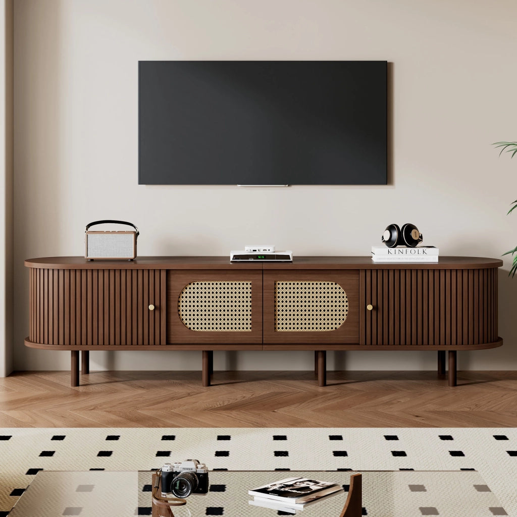 Mobile TV 180x40x40 cm con 2 ante e 2 porte a serranda in MDF