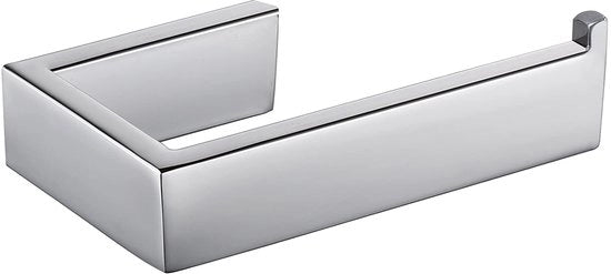 Supporto per carta igienica in acciaio inox 304, Supporto per carta igienica per bagno e cucina (argento cromato, fori)