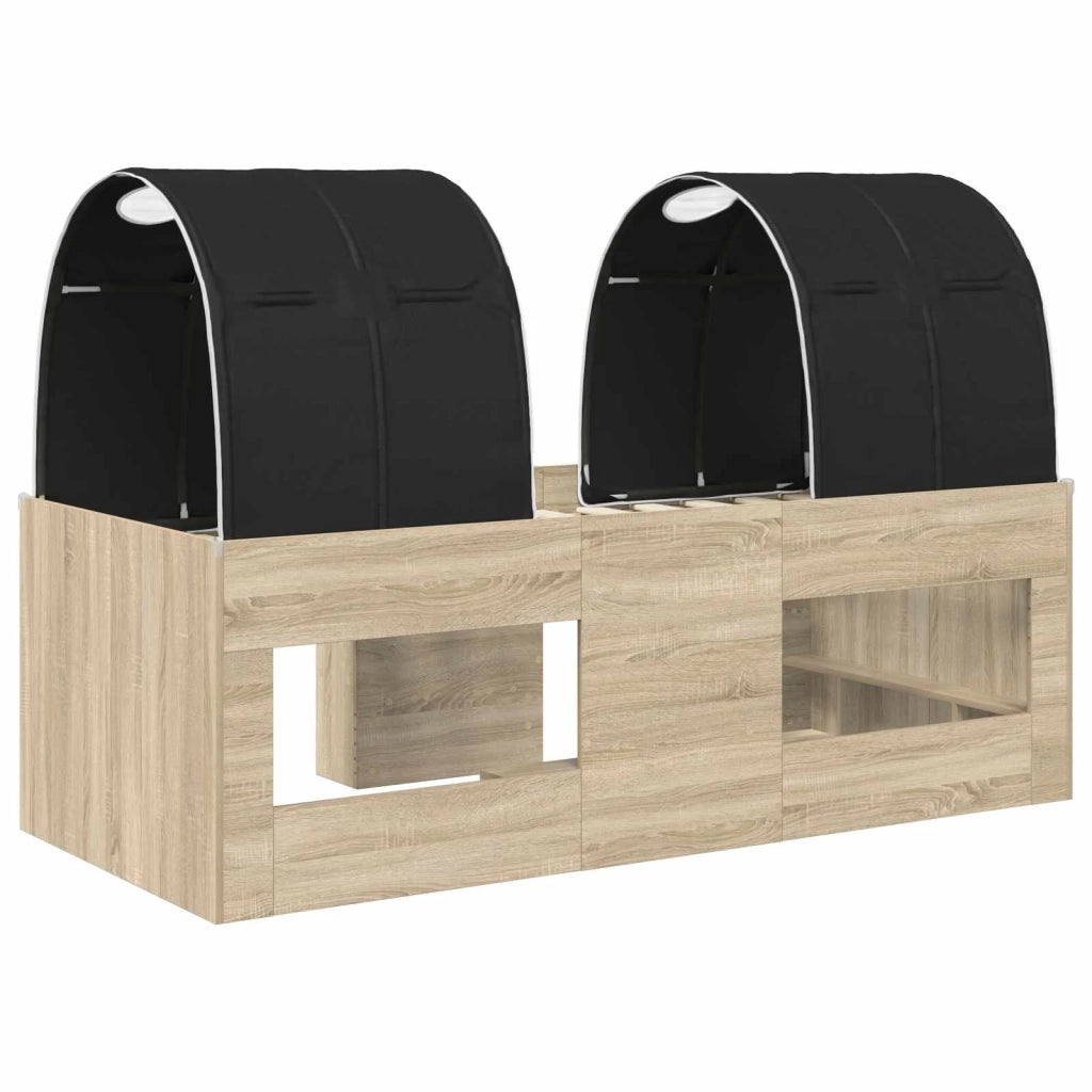 Letto Alto per Bambini con Tunnel 3 pz Rovere Sonoma e Nero 3423544