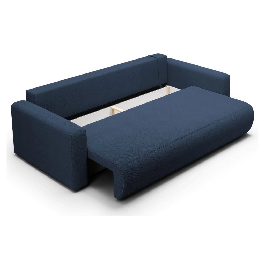 Erbezzo, Divano Letto 2 Posti Contenitore, 240x105 cm blu