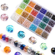 Pacco di 1200 cristalli di vetro per creare gioielli in proprio - cristalli di vetro per intrecciare - diverse colori e dimensioni - catene e bracciali DIY - 4/6/8 mm