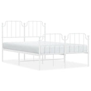 Letto matrimoniale | Letto per adulti | Giroletto con Testiera e Pediera Metallo Bianco 120x200 cm