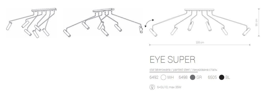 Lampadario Nowodvorski Eye Super nero 6xGU10 LED 6505