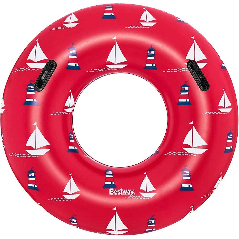 Trade Shop - Ciambella Gonfiabile Fashion Nautical Salvagente 119cm Con Maniglie Estate 36353 -