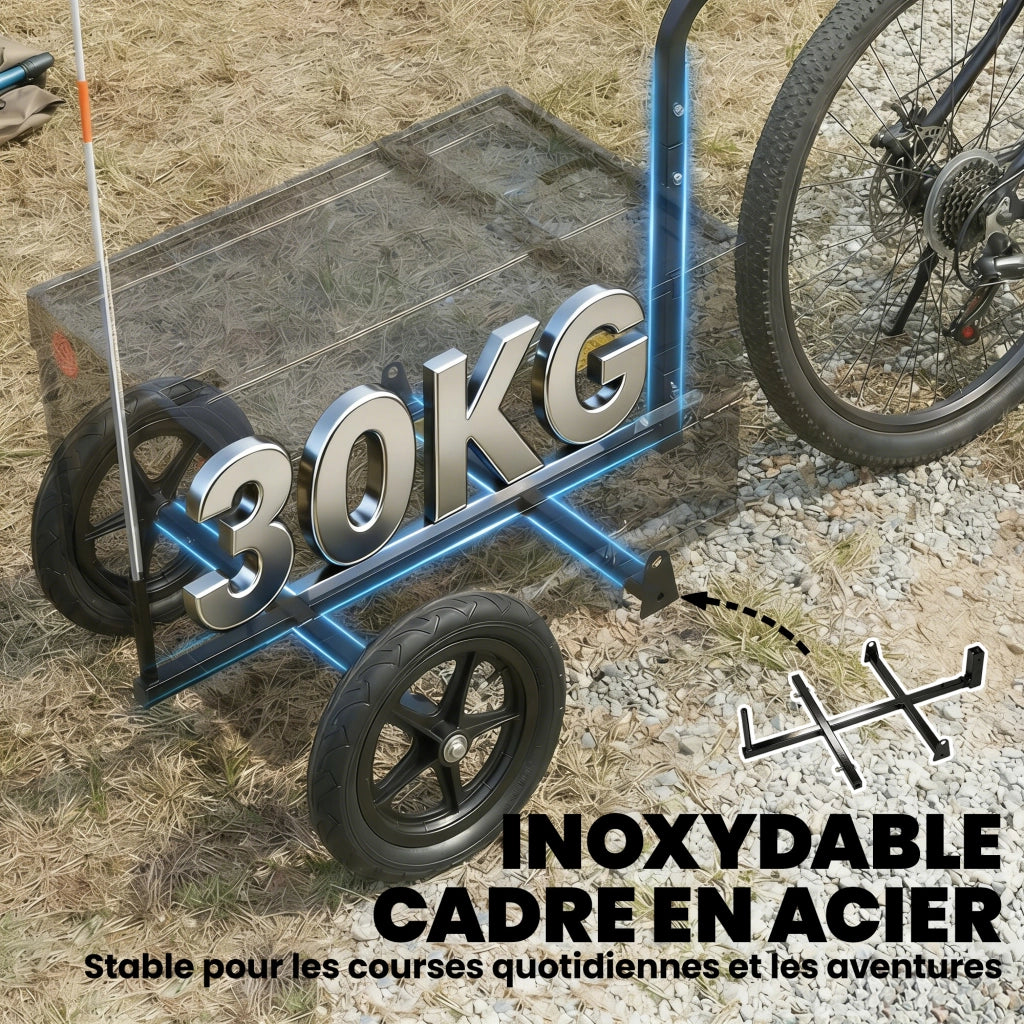 Carrello Trasporto Bici Pieghevole ¨C Zephmum ¨C Plastica 65L 145x51.5x72cm Nero