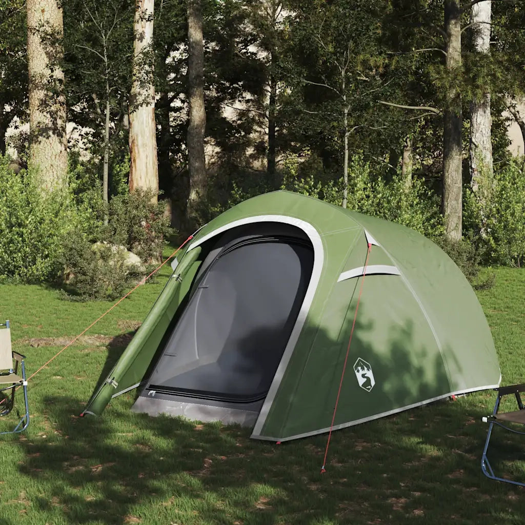 Tenda da Campeggio a Tunnel per 3 Persone Verde Impermeabile 94600